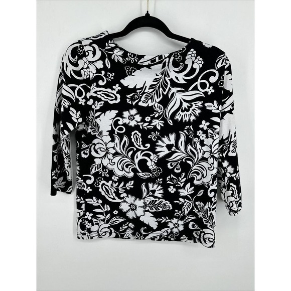 croft & barrow Tops - Croft And Barrow Women Long Sleeve Black and White Floral Top